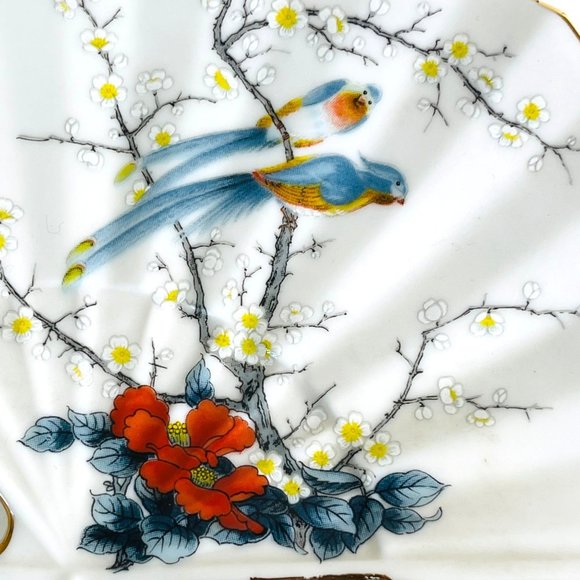 Fan Dish Fine China Jay Imports Japan Hand Painted 9.5" x 6.25" - Picture 3 of 6